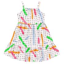 Vestido branco caça palavras neon Fakini