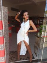 Vestido Branco com Detalhes Dourado