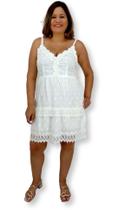 Vestido Branco Curto Alça Indiano Com Renda Algodão 367