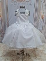 Vestido Branco Daminha Noivinha Organza Luxo Voal Lindo