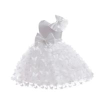 Vestido Branco De Casamento Para Meninas Com Laço E Borboleta, Tutu Para Bebês E Crianças, Vestido