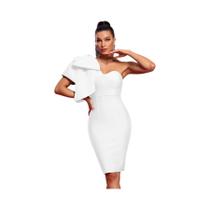 Vestido Branco De Um Ombro Com Babados E Bandagem, Elegante Para Festas, Roupa Sexy Para Mulheres, Vestido Branco De Um Ombro Com Babados E Bandagem, Elegante Para Festas, Roupa Sexy Para Mulheres,