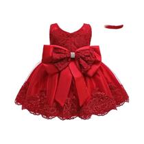 Vestido Branco Elegante Para Meninas Com Laço Grande Para Natal, Dama De Honra, Batizado E Baile De