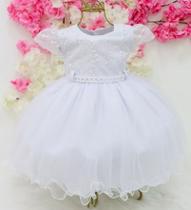 Vestido branco festa infantil batizado princesa daminha