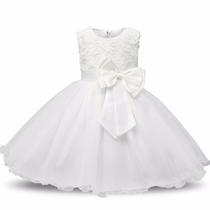Vestido Branco Infantil Festa Longo Renda Casamento Dama - JUJUBA