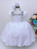 Vestido Branco Infantil Juvenil Batismo Ano Novo Daminha Casamento Princesa Formatura