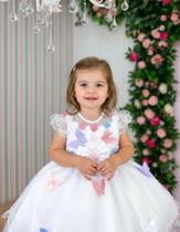 Vestido Branco Jardim Encantado Laço Apresentação Batismo Vestido Branco Jardim Encantado Laço Apresentação Batismo