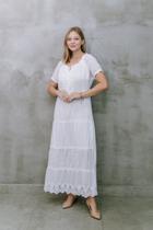 Vestido Branco Longo de Renda Boho Look Romântico MHI-491 Vestido Branco Longo de Renda Boho Look Romântico MHI-491