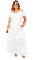 Vestido Branco Longo Manga Curta Indiano Com Lesi Algodão 457 - Sarat Moda Indiana