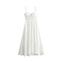 Vestido Branco Longo Sem Mangas Com Babados E Costas Descobertas Para Mulheres, Vestido Sexy De