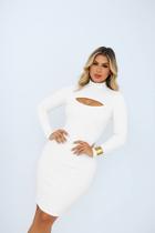 Vestido Branco Manga Longa Noiva Casamento Civil Chá Revelação Batizado Noivado Pré Wedding Inverno Frio Vestido Branco Manga Longa Noiva Casamento Civil Chá Revelação Batizado Noivado Pré Wedding Inverno Frio