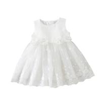 Vestido branco para meninas de 0 a 2 anos, saia de gaze de renda com faixa de cabelo