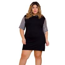 Vestido Branco Plus Size Feminino Paetê Curto Brilhante Luxo Modinha Vp