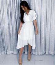 Vestido branco solto decote V CAPRI