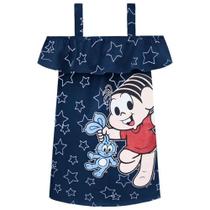 Vestido brandili malha turma da mônica infantil