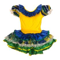 Vestido Brasil Verde e Amarelo Adulto para Copa do Mundo Festa Junina Torcida Organizada