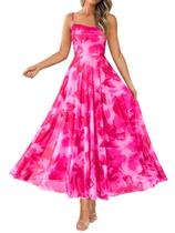 Vestido BTFBM longo floral rosa com alças finas, tamanho médio Vestido BTFBM longo floral rosa com alças finas, tamanho médio