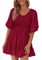 Vestido BTFBM Spring Empire Waist para mulheres 2025, verão, vermelho