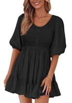 Vestido BTFBM Spring Empire Waist para mulheres, verão 2025, preto