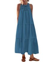 Vestido BTFBM Summer Halter feminino casual, oco, vestido maxi