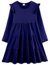 Vestido Bumeex para Niña Pequeña Manga Larga Algodón Azul Marino