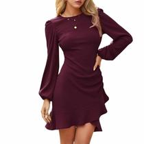 Vestido Byinns 2024 Kit Sweater Bodycon Mini Wine Red para mulheres Vestido Byinns 2024 Kit Sweater Bodycon Mini Wine Red para mulheres
