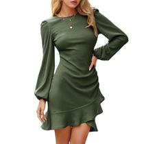 Vestido Byinns 2024, suéter de malha Bodycon, mini babado, bainha feminina