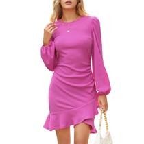 Vestido Byinns 2024, suéter de malha Bodycon, mini babado, bainha feminina