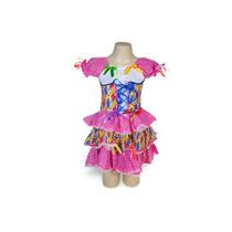 Vestido Caipira Adulta Rosa Fitinhas Tam. M Vestido Caipira Adulta Rosa Fitinhas Tam. M