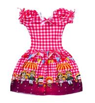 Vestido Caipira Arraiá Quadrilha Rosa Confortável São João Quermesse Vestido Caipira Arraiá Quadrilha Rosa Confortável São João Quermesse