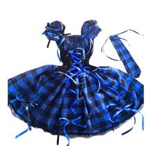 Vestido Caipira azul xadrez Infantil festa junina