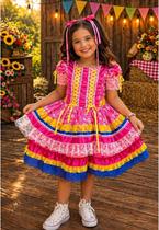 Vestido Caipira Bela Colorido Vim Vi Venci