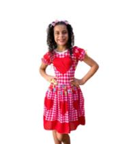 Vestido Caipira Coração Menina Festa Junina Dança Quadrilha Moda Infantil Escolar Criança - Ana Fantasias