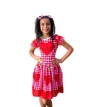 Vestido Caipira Coração Menina Festa Junina Dança Quadrilha Moda Infantil Escolar Criança Vestido Caipira Coração Menina Festa Junina Dança Quadrilha Moda Infantil Escolar Criança