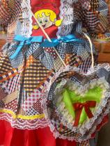 Vestido Caipira festa Junina com Bolsinha Infantil Papilloo