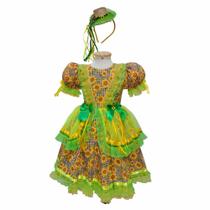 Vestido Caipira Girassol Luxo Infantil Feminina