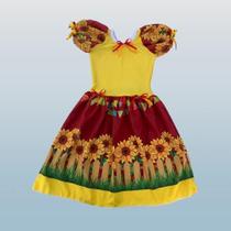 Vestido caipira infantil amarelo girassol tecido leve Vestido caipira infantil amarelo girassol tecido leve