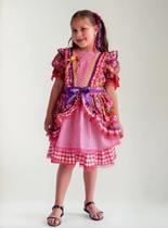 Vestido Caipira Junina Babado e Tule Neon Infantil Papilloo