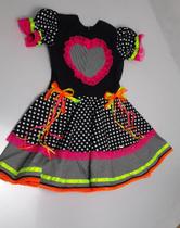 Vestido Caipira/Junino Preto com NEON - Tam 10 Vestido Caipira/Junino Preto com NEON - Tam 10