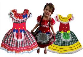 Vestido Caipira Quadrilha Festa Junina Roupa Arraia São João Vestido Caipira Quadrilha Festa Junina Roupa Arraia São João