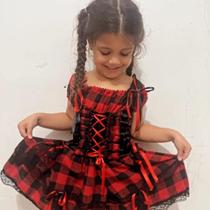 Vestido Caipira Xadrez Vermelho Infantil camada dupla Vestido Caipira Xadrez Vermelho Infantil camada dupla