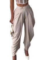 Vestido, calça, calça, mulher, cintura alta, perna larga