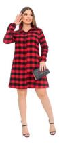 Vestido camisa chemise xadrez com botões