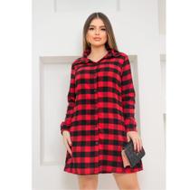 Vestido Camisa Chemise Xadrez Com Botões São João Festa Junina - Vestido Camisa Chemise Xadrez Com Botões São João Festa Junina -