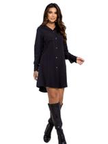 Vestido Camisão Chemise Social Manga comprida Detalhes Chamise