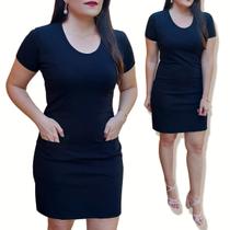 Vestido Camiseta Blusão Feminino Curto Bolsos Algodão Vestido Camiseta Blusão Feminino Curto Bolsos Algodão