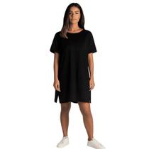 Vestido Camisetão Alongado Oversized Preto Vestido Camisetão Alongado Oversized Preto