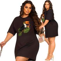 Vestido Camisetão Feminino Moda Plus Size Tendência Linha Luxo + com Brinco Presente