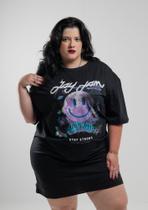 Vestido camisetao oversized feminino smile neon moon preto - jayjam rockwear Vestido camisetao oversized feminino smile neon moon preto - jayjam rockwear