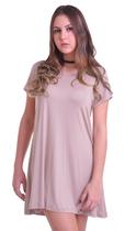 Vestido Camisetão T-shirt Curto Soltinho Nude Liso